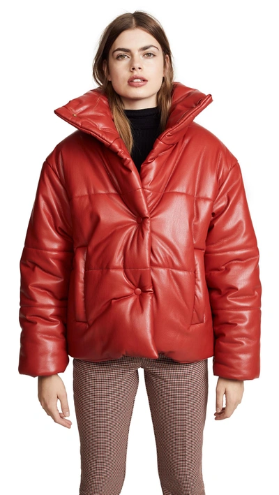 Shop Nanushka Hide Puffer Jacket In Red