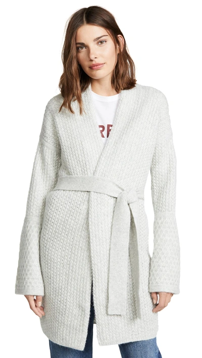Shop Tse Cashmere Cashmere Sweater Coat With Belt In Ice Grey Melange