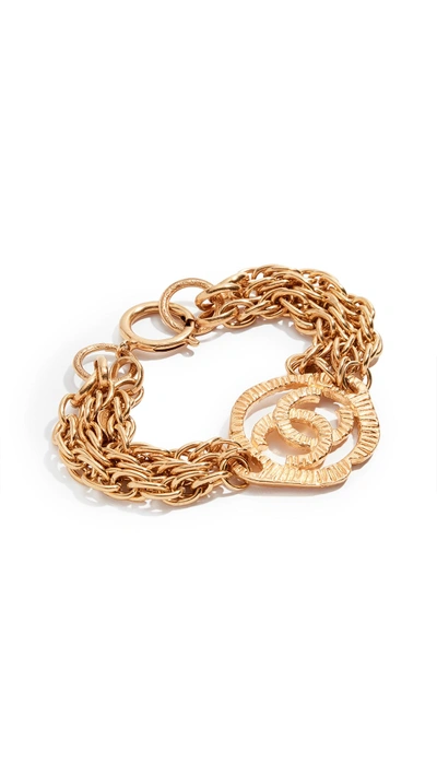 Pre-owned Chanel Cc In Medallion Bracelet In Gold