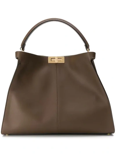 Shop Fendi Peekaboo Tote - Brown