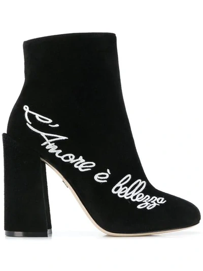 Shop Dolce & Gabbana L'amore Ankle Boots - Black