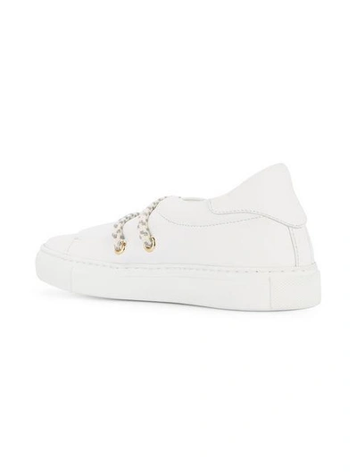 Shop Rupert Sanderson Elastic Strap Sneakers - White