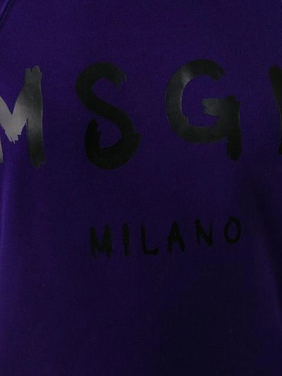 Shop Msgm Paint Brush Logo Sweatshirt - Purple