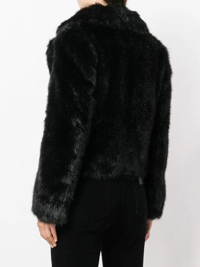 Shop Patrizia Pepe Furry Cropped Jacket - Black