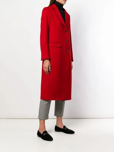 Shop Alberto Biani Single Breasted Buttoned Coat In Red