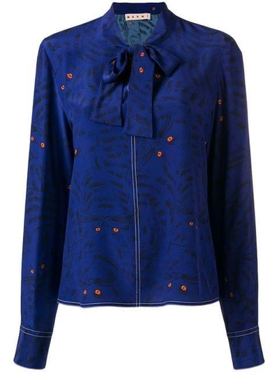 Shop Marni Cat Print Blouse - Purple