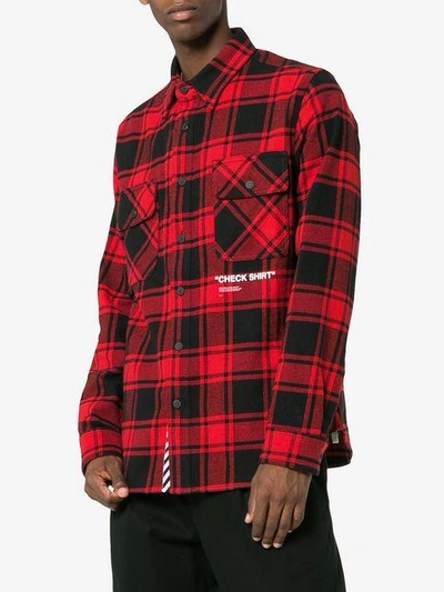 Shop Off-white Red Quote Checked Shirt  In 2001 Red/white