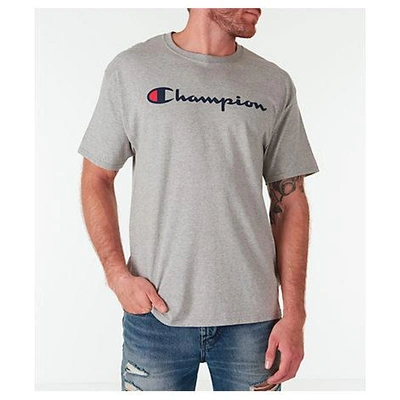 Shop Champion Men's Graphic Jersey T-shirt In Grey