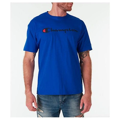 Shop Champion Men's Graphic Jersey T-shirt In Blue