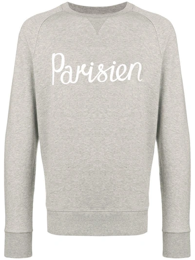 Shop Maison Kitsuné Parisien Printed Sweatshirt - Grey