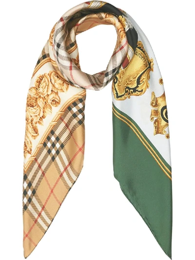 Shop Burberry Archive Scarf Print Silk Square Scarf - Yellow