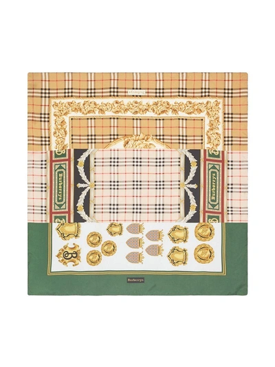 Shop Burberry Archive Scarf Print Silk Square Scarf - Yellow