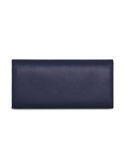 Shop Burberry Embossed Crest Two-tone Leather Continental Wallet In Blue