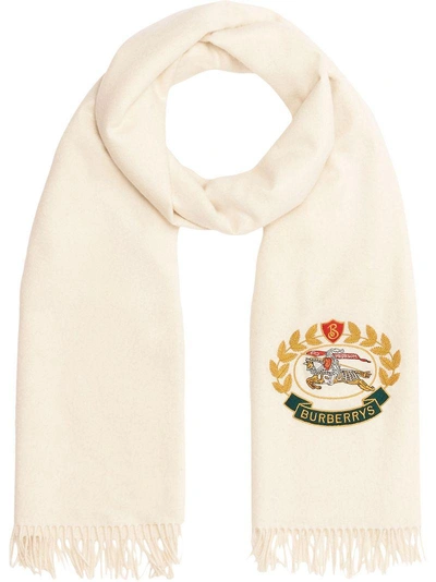 Shop Burberry The Large Classic Cashmere Scarf With Archive Logo - White