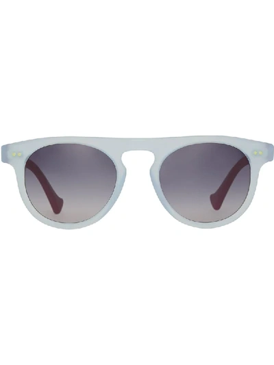 Shop Burberry Eyewear The Keyhole Round Frame Sunglasses - Blue