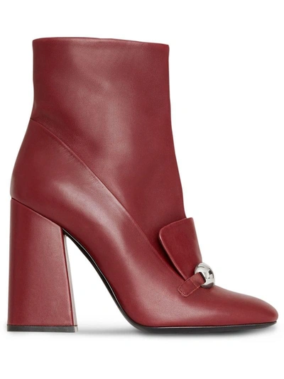 Shop Burberry Studded Bar Ankle Boots - Red