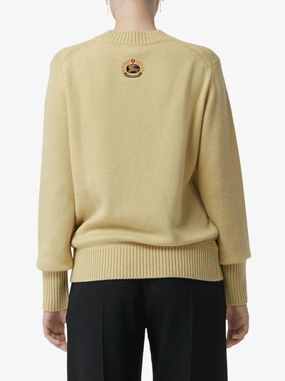 Shop Burberry Archive Logo Appliqué Cashmere Sweater In Yellow