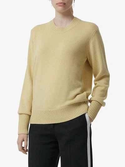 Shop Burberry Archive Logo Appliqué Cashmere Sweater In Yellow