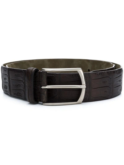 Shop Simonnot Godard Embossed Surface Belt - Brown