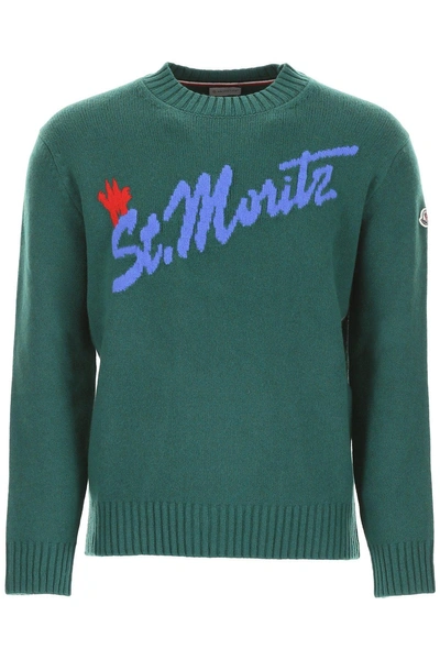 Shop Moncler St Moritz Knitted Pullover In Green