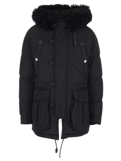Shop Dsquared2 Fur Trimmed Padded Coat In Black
