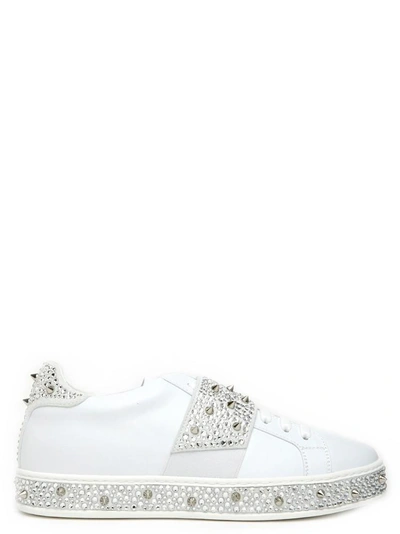 Shop Philipp Plein Crystal Embellished Sneakers In White