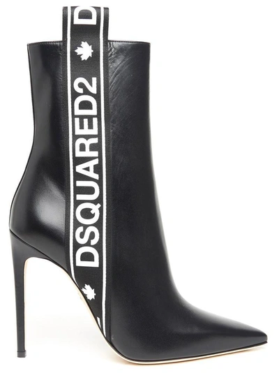 Shop Dsquared2 Side Logo Strap Ankle Boots In Black