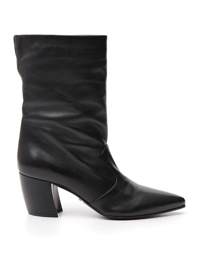 Shop Prada Pointed Toe Boots In Black