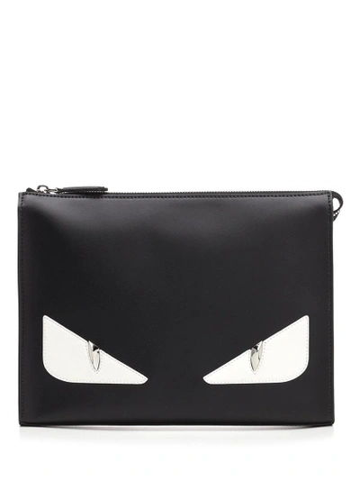 Shop Fendi Eyes Clutch Bag In Black