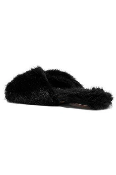 Shop Simone Rocha Woman Faux Fur Slides Black