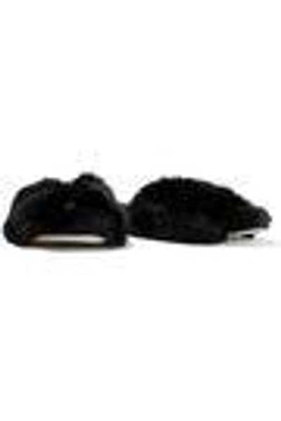 Shop Simone Rocha Woman Faux Fur Slides Black