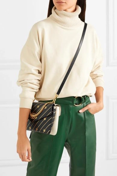 Shop Gucci Thiara Embellished Printed Leather Shoulder Bag