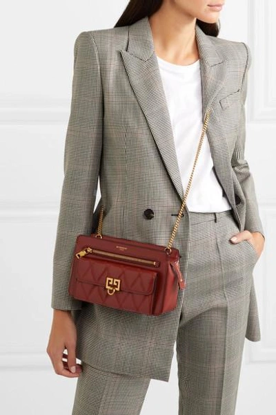 Givenchy Pocket Quilted Leather Shoulder Bag In Brick | ModeSens