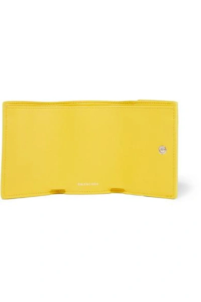 Shop Balenciaga Paper Mini Printed Textured-leather Wallet In Yellow