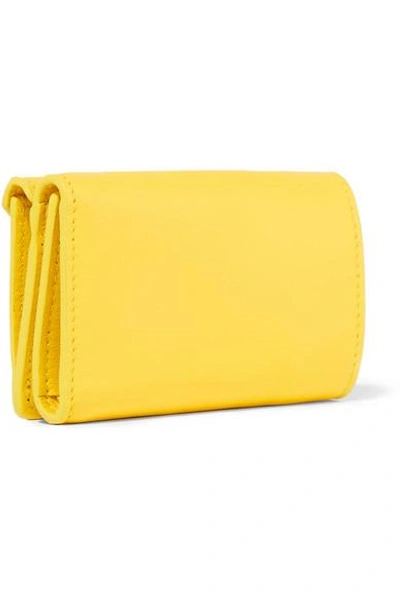 Shop Balenciaga Paper Mini Printed Textured-leather Wallet In Yellow