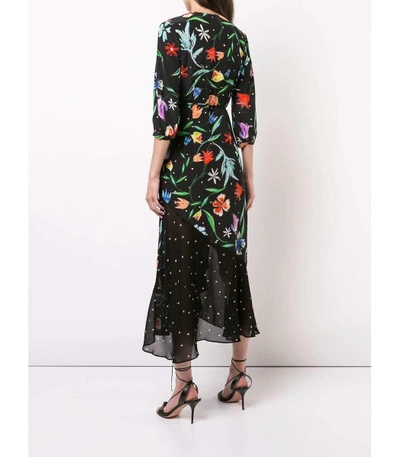 Shop Rixo London Floral Midi Wrap Dress In Black Multi