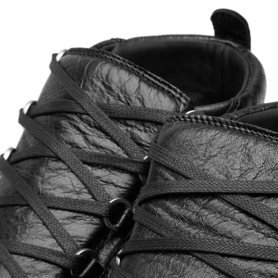 Shop Balenciaga Arena Leather High Sneaker In Black