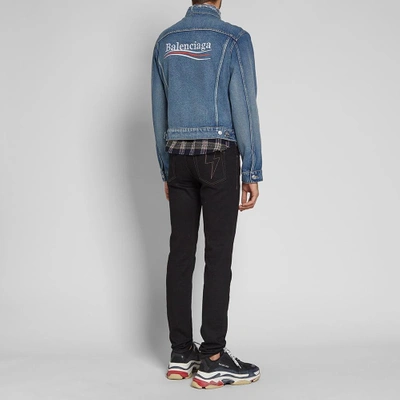 Balenciaga Political Campaign Logo Denim Jacket In Blue | ModeSens