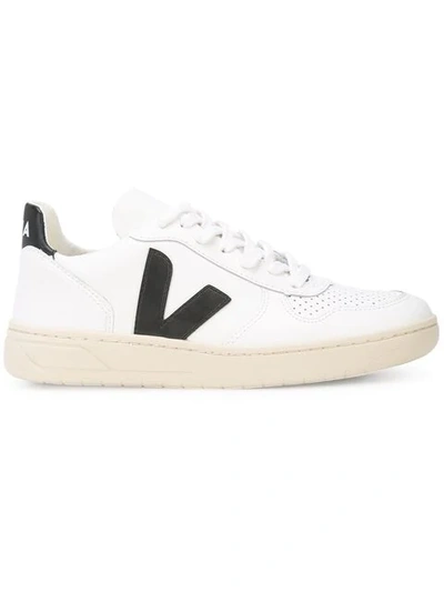 Shop Veja Perforated Toe Sneakers  In Extra White/black