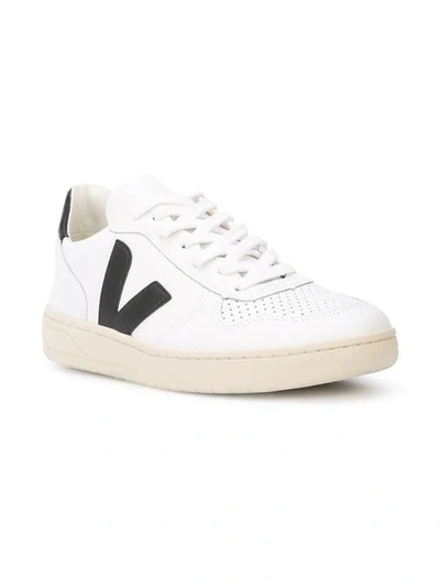 Shop Veja Perforated Toe Sneakers  In Extra White/black