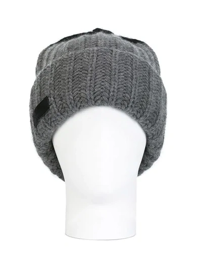 Shop Dsquared2 Contrast Knit Beanie - Grey