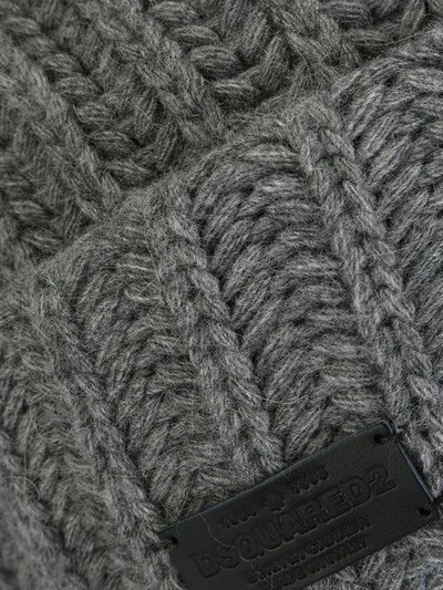 Shop Dsquared2 Contrast Knit Beanie - Grey