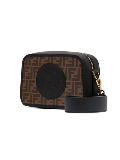 Shop Fendi Logo Print Camera Bag - Black