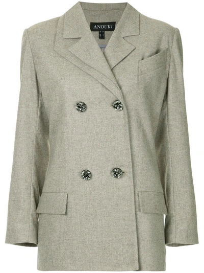 Shop Anouki Double Breasted Blazer In Grey