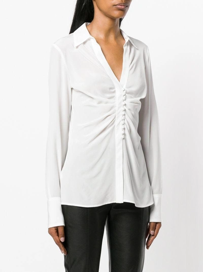 Shop Pinko Ruched Crepe De Chine Blouse In White