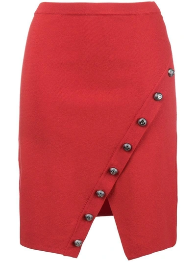 Shop Pinko Raw Edge Wrap Style Skirt In Red