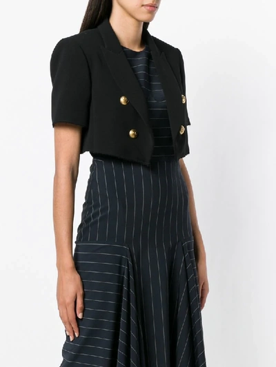Shop Pinko Double Breasted Cropped Jacket In Black
