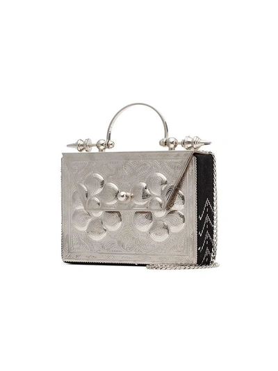 Shop Okhtein Silver Mini Square Metal Cross-body Bag - Metallic