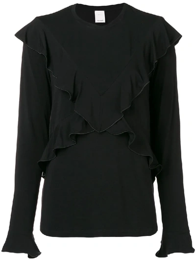 Shop Pinko Ruffled Jersey Sweater In Black