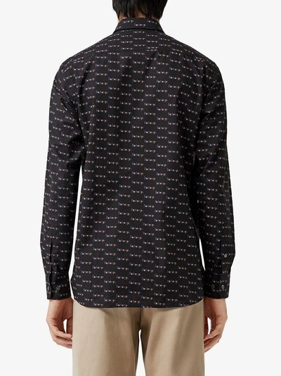 Shop Burberry Logo Print Cotton Shirt - Black